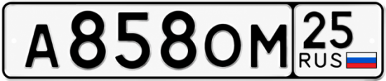Купить гос номер А858ОМ 25